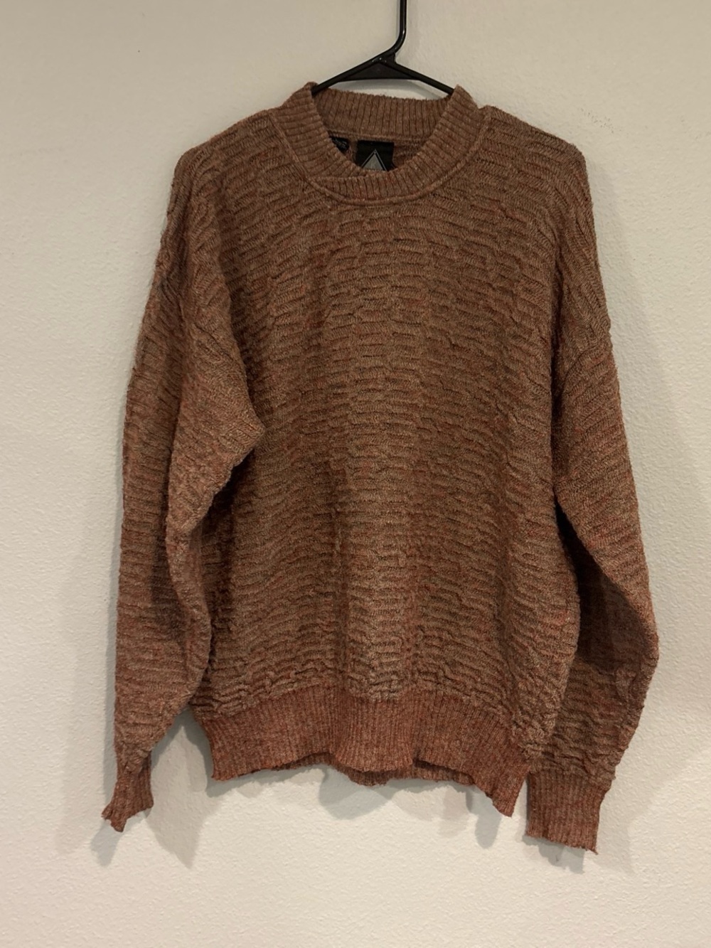 Men's Brown Textured Crewneck Sweater